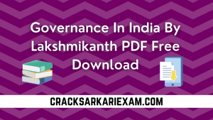 Governance In India By Lakshmikanth PDF Free Download