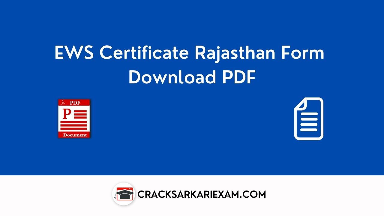 EWS Certificate Rajasthan Form Download PDF