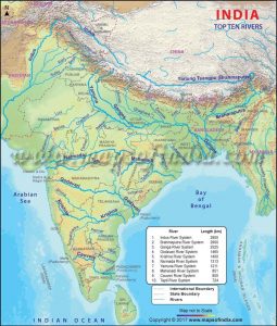 Indian Rivers Map PDF Free Download