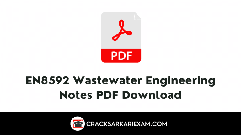 EN8592 Wastewater Engineering Notes PDF Download
