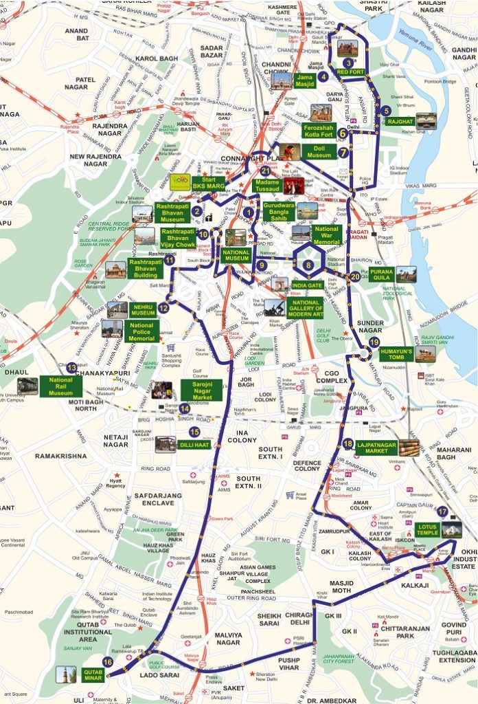 Delhi Tourist Places Map With Distance PDF