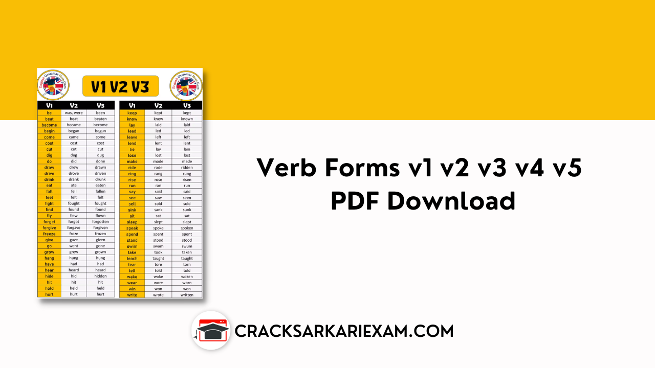 Verb Forms v1 v2 v3 v4 v5 PDF Download
