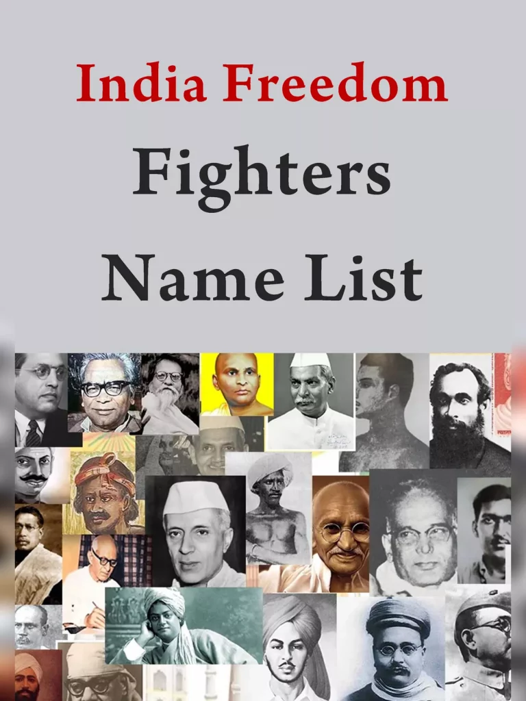 Freedom Fighters Of India With Names List In PDF