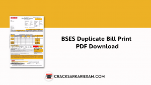 BSES Duplicate Bill Print PDF Download