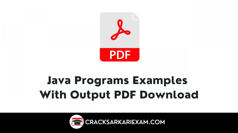 Java Programs Examples With Output PDF Download