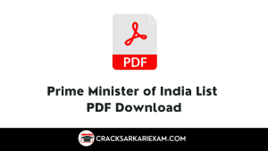 Prime Minister of India List PDF Download