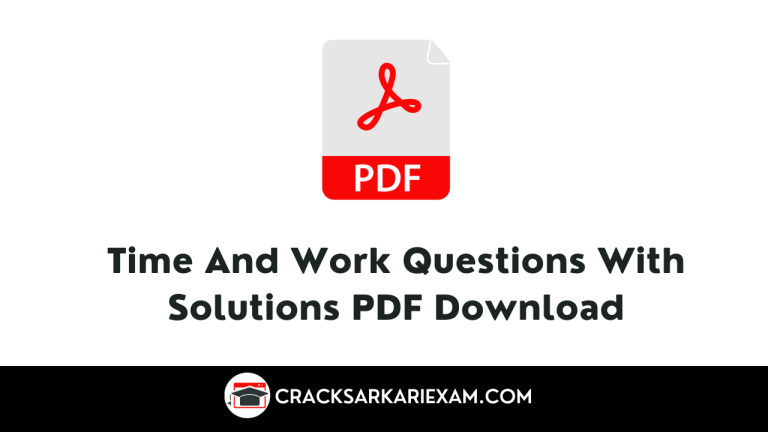 Time And Work Questions With Solutions PDF Download